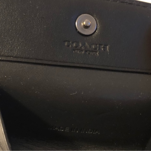Coach Black/Dark Navy Coach CC Logo Canvas Coin Change Purse - Picture 5 of 8